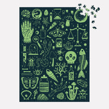 Load image into Gallery viewer, Occult and Curious 1000 Piece Glow in the Dark Puzzle