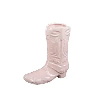 Pink Ceramic Cowgirl Boot Vase