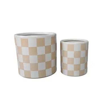 Beige Checker Planter