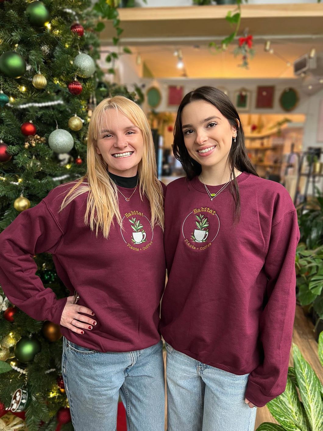 Plum Embroidered Habitat Logo Crewneck