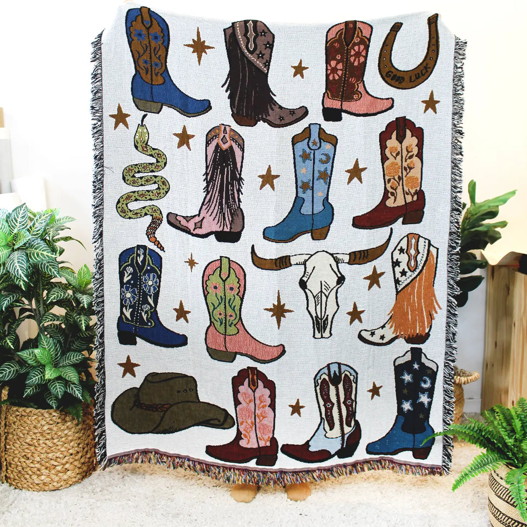Howdy Cowgirl Tapestry Blanket