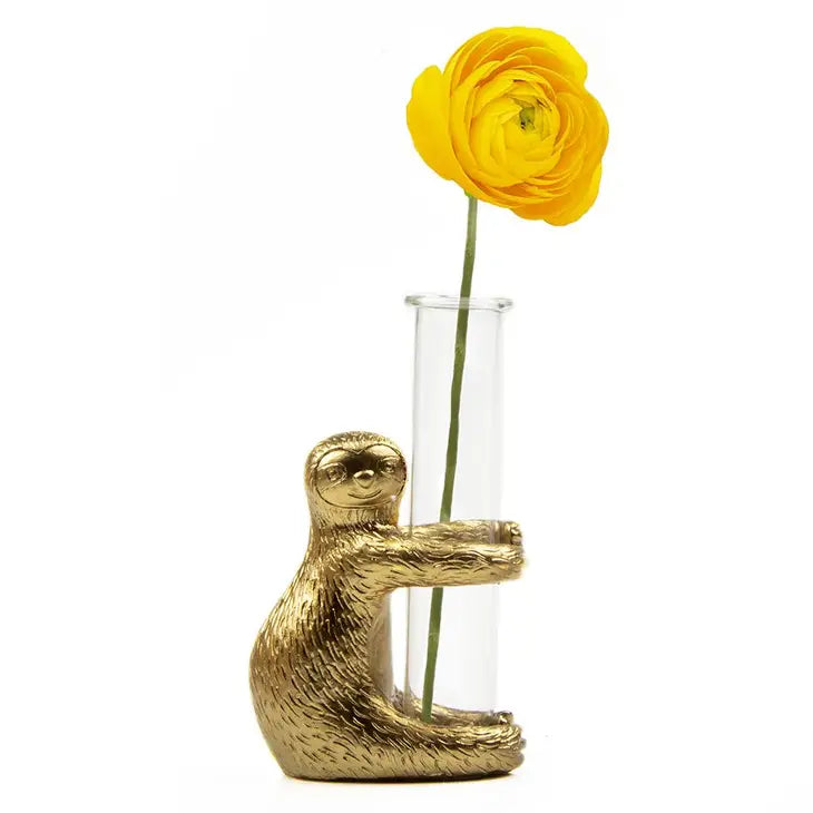 Sloth Test Tube Glass Flower Vase
