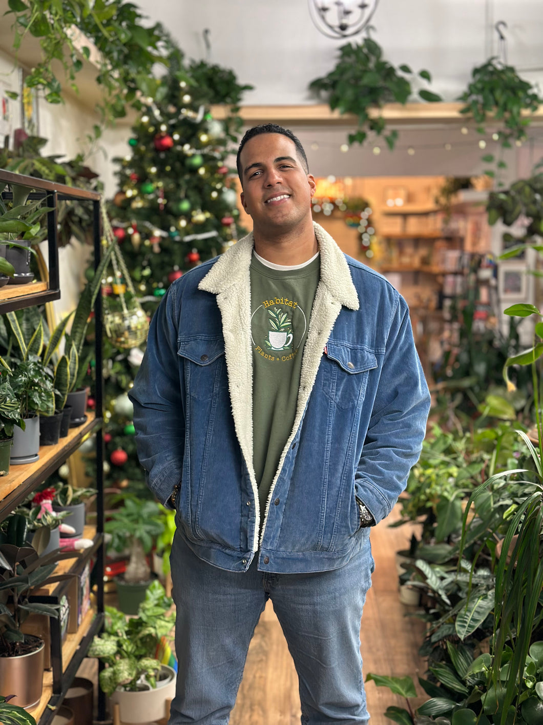 Green Embroidered Habitat Logo Crewneck