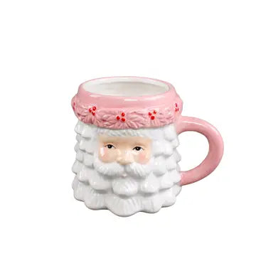 18 oz Pink Ceramic Santa Mug