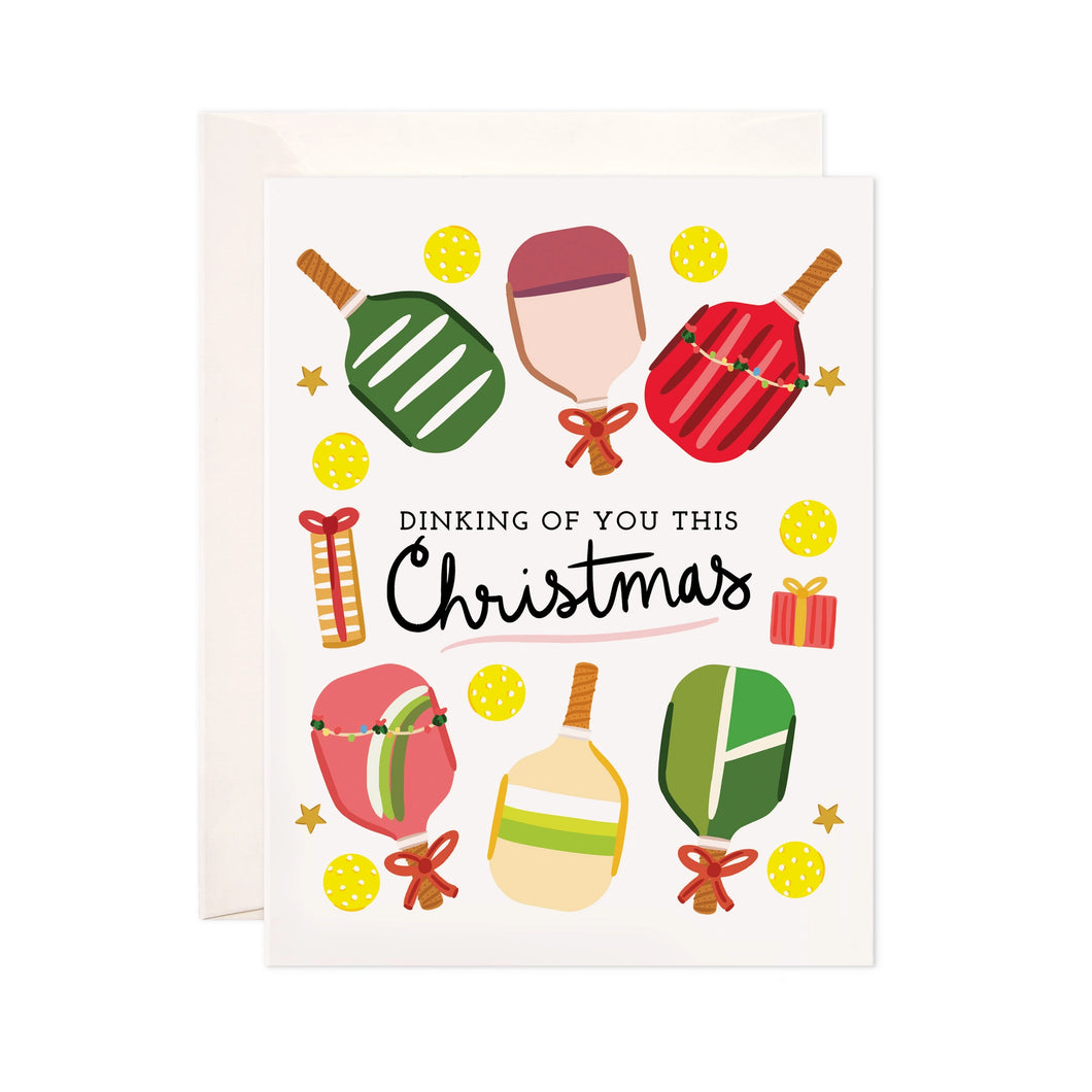 Dinking Christmas Greeting Card - Pickleball Holiday Card