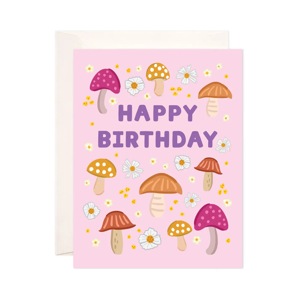 Floral Mushrooms Birthday Greeting Card