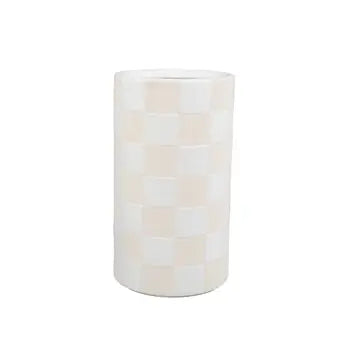 Beige Checker Ceramic Vase