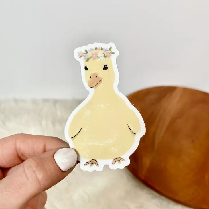Duck with Flower Crown Sticker
