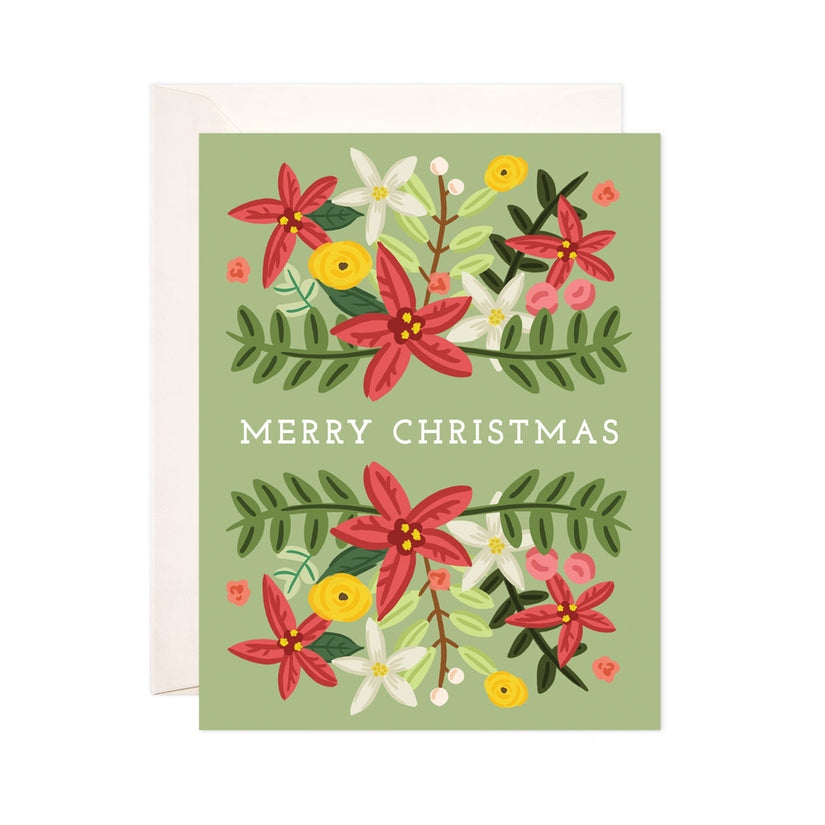 Floral Merry Christmas Greeting Card