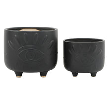Load image into Gallery viewer, Black Evil Eye Footed Planter
