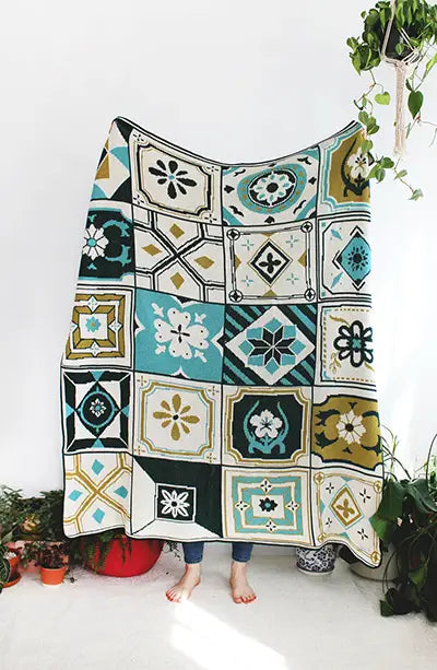 Portugal Tile Knit Blanket